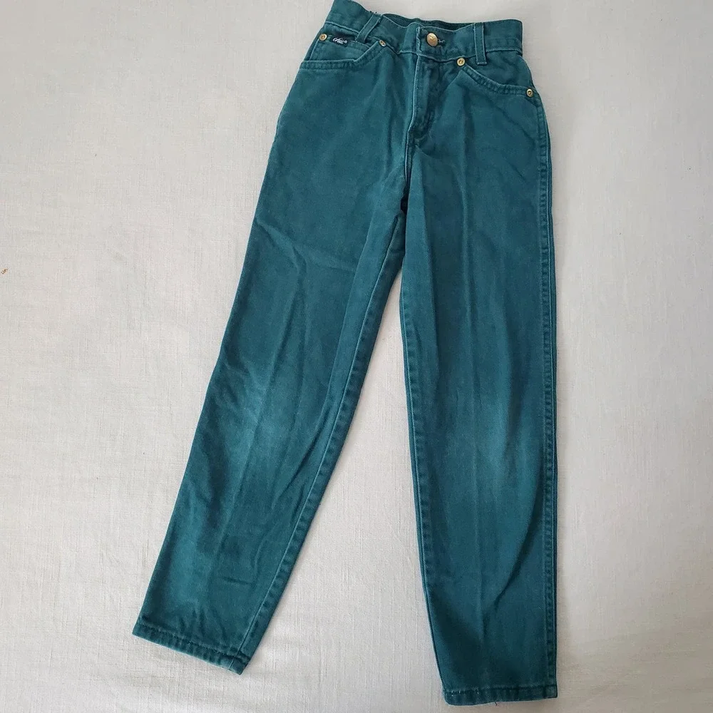Vintage Chic Dark Green Jeans kids 8 SLIM